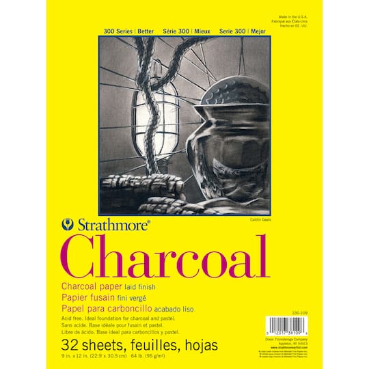 Strathmore Charcoal Paper Pad, 300 Series, Tape-Bound, 32 Sheets, 9" x 12"